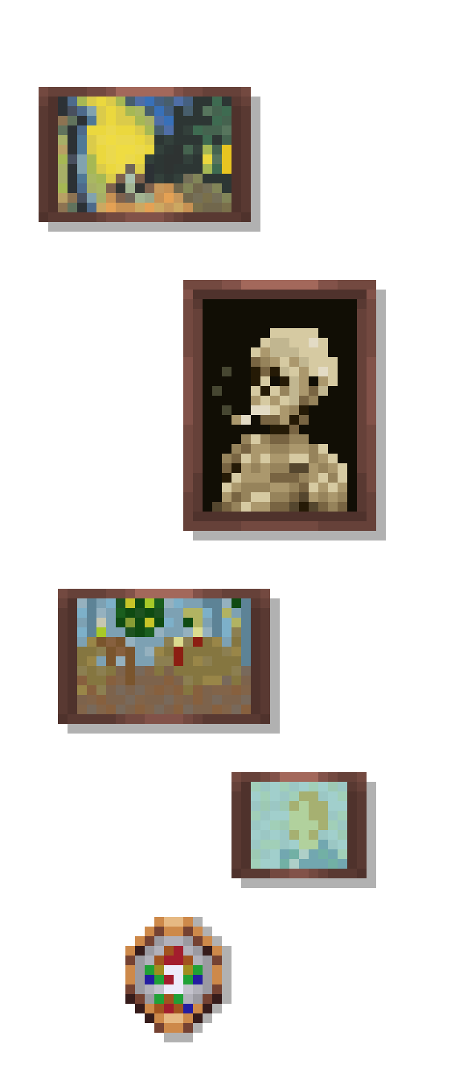 Pixelated Van Gogh images.